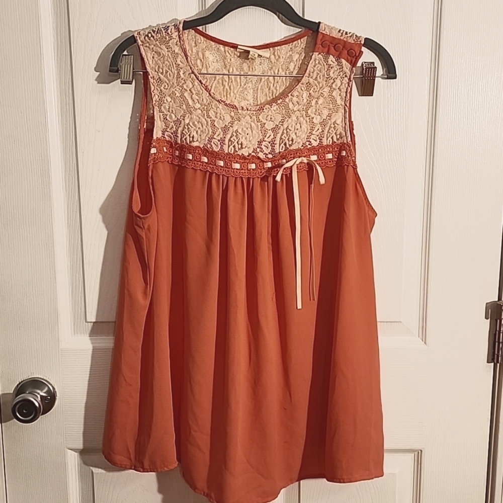Modcloth Coral Pink Sleeveless Top Plus Size